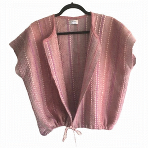 HAND KNIT Boho Sleeveless Cardigan Sweater  Pink Purple